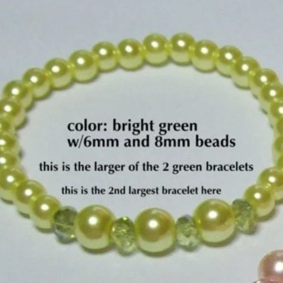 Faux Pearl Bracelet on stretchy cord with sparkly crystals  - Choice! - Picture 6 of 6
